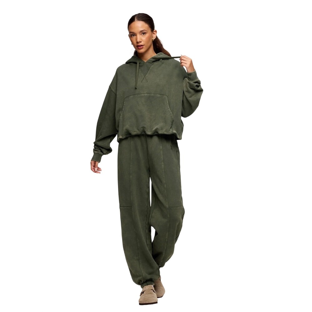 Nuuds Everyday Darkest Olive Vintage Washed Seamed Joggers Women's Size Medium